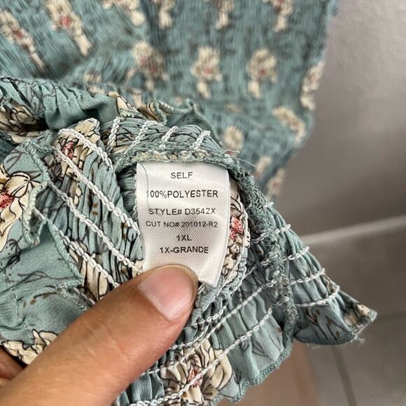 Blush Womens Light Blue Floral Mini Dress with Ruching Size XL - Picture 4 of 7